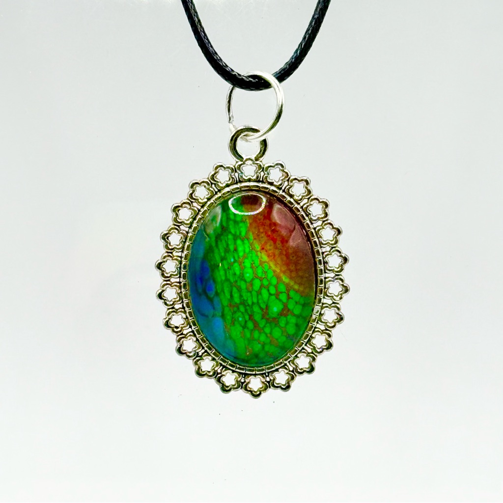 Vibrant Green And Red Pendant Necklace